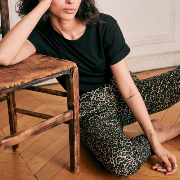 Sezane Clara Trouser in Leopard Jacquard size 48 NWT - Picture 1 of 12